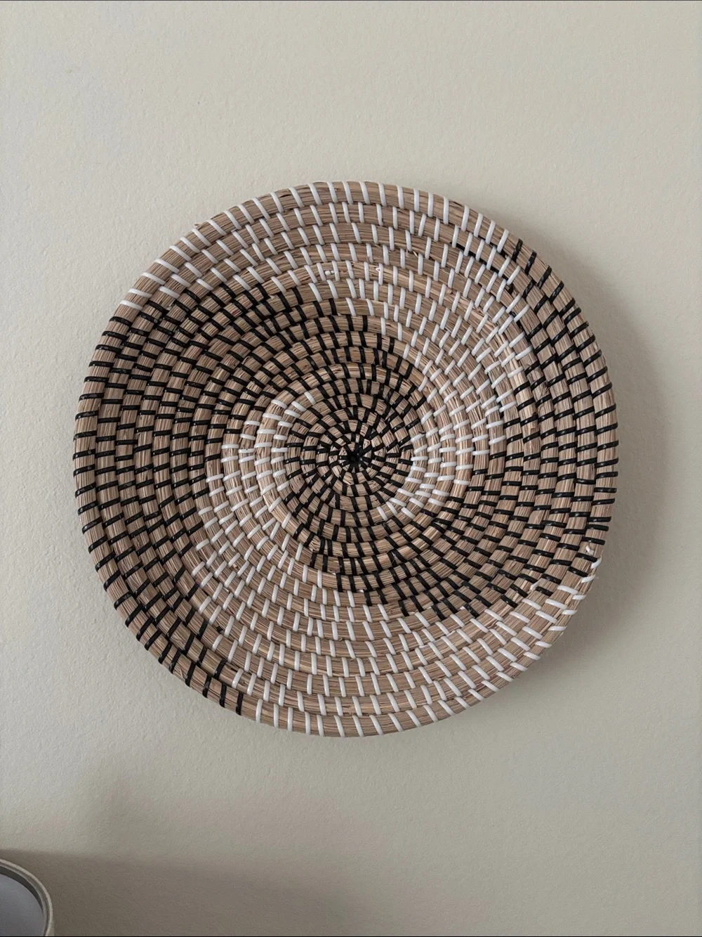 Handwoven Rattan Wall Basket Set of 11 - Natural and White